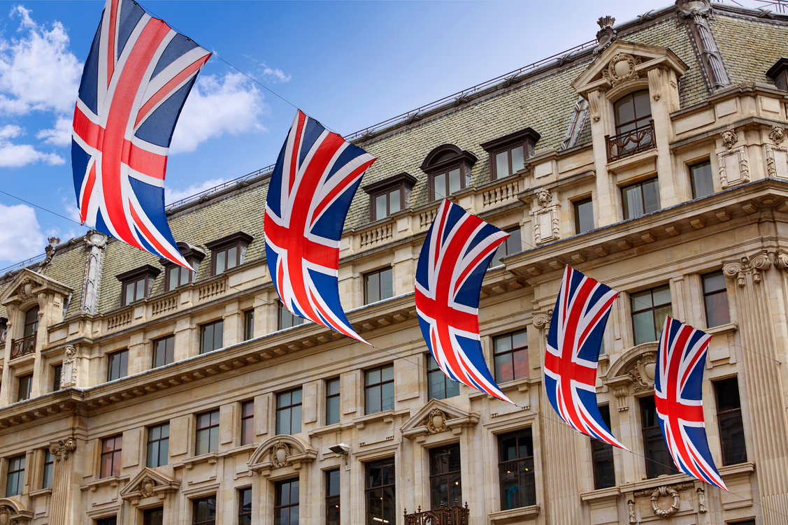 London UK Flags in Oxford Street W1